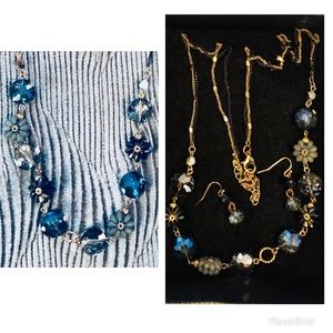 Gorgeous mid length gold and blue necklace